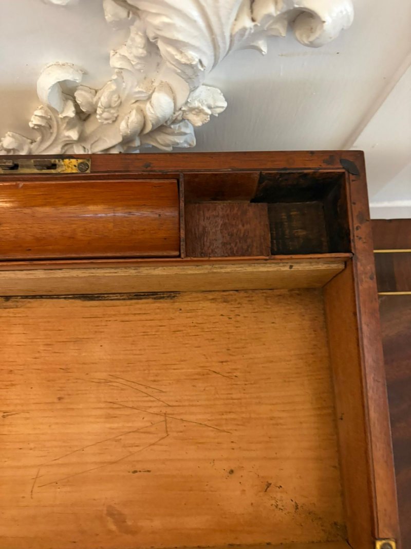 Antique Georgian Mahogany Writing Slope Box with Fitted Interior & Secret Compartment - Image 7